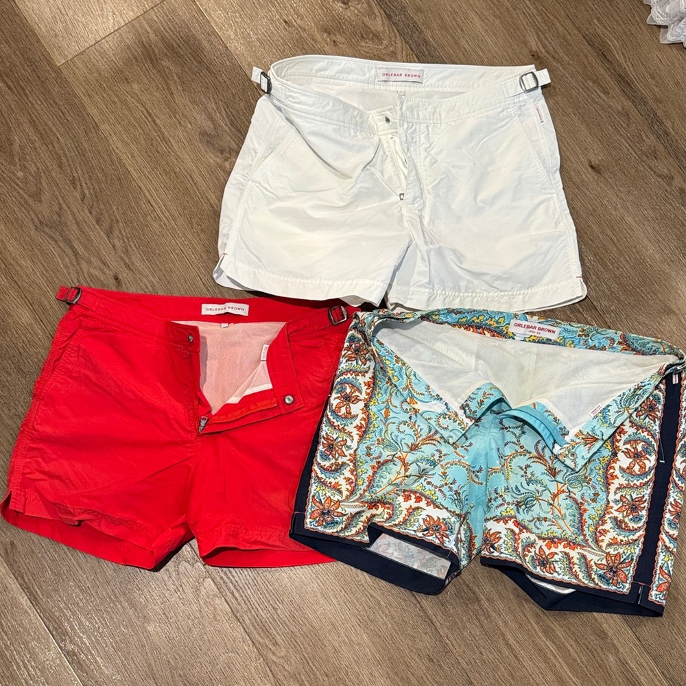 Orlebar Brown Red, White, and Blue Swim Shorts